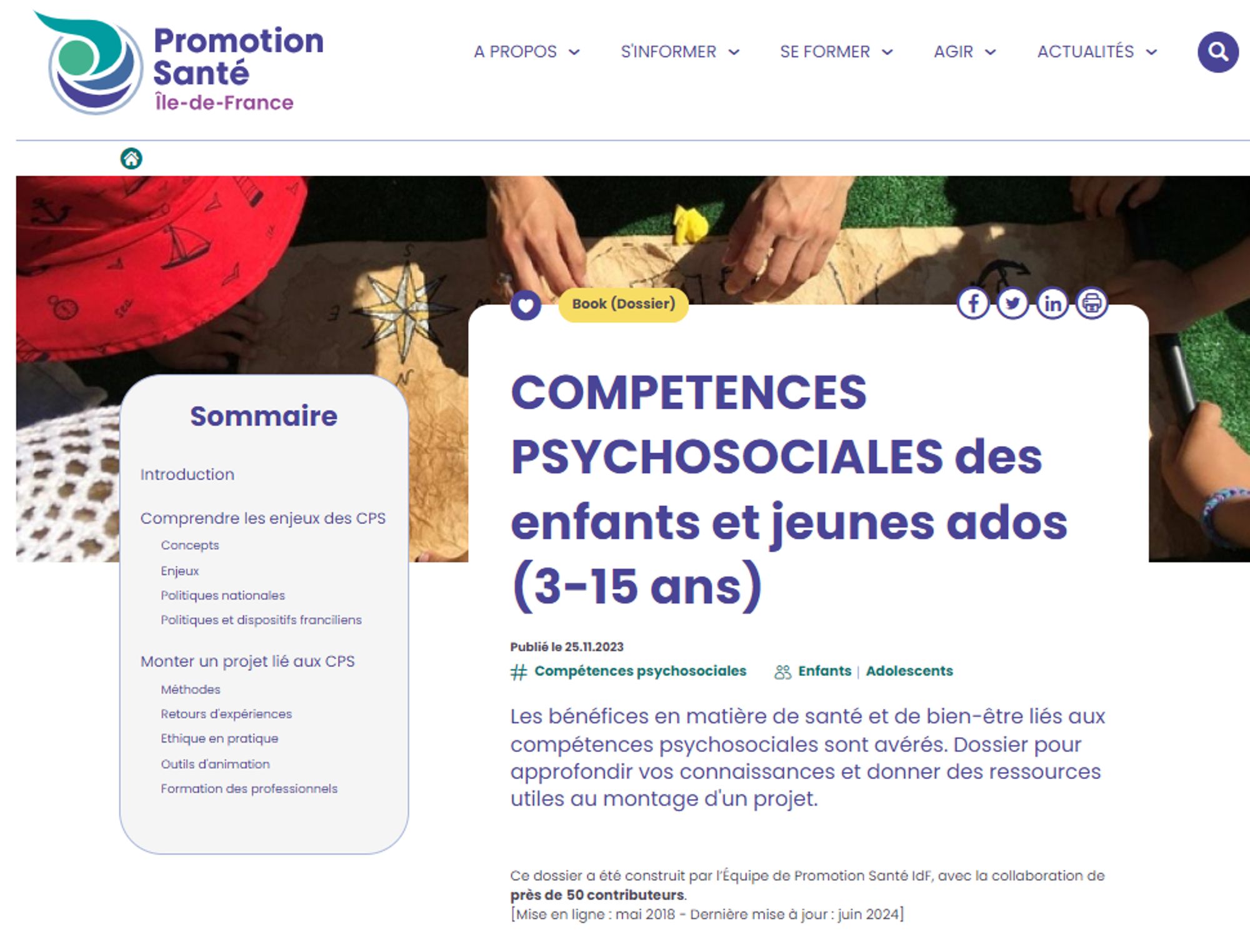 Dossier CPS des enfants et jeunes ados (3-15 ans) Promotion Santé Ile-de-France 2024