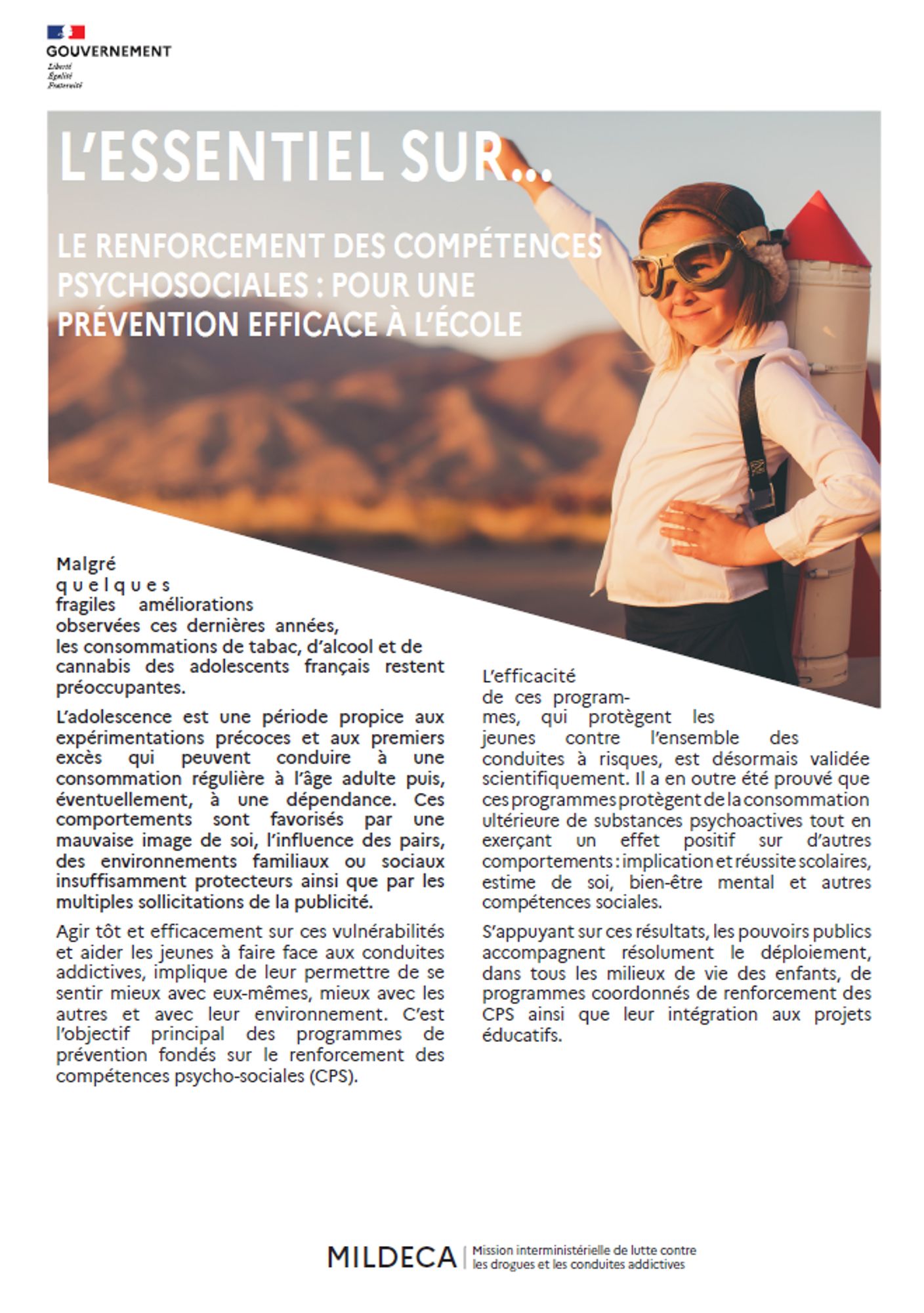 L'essentiel sur... Le renforcement des CPS: pour une prévention efficace à l'école