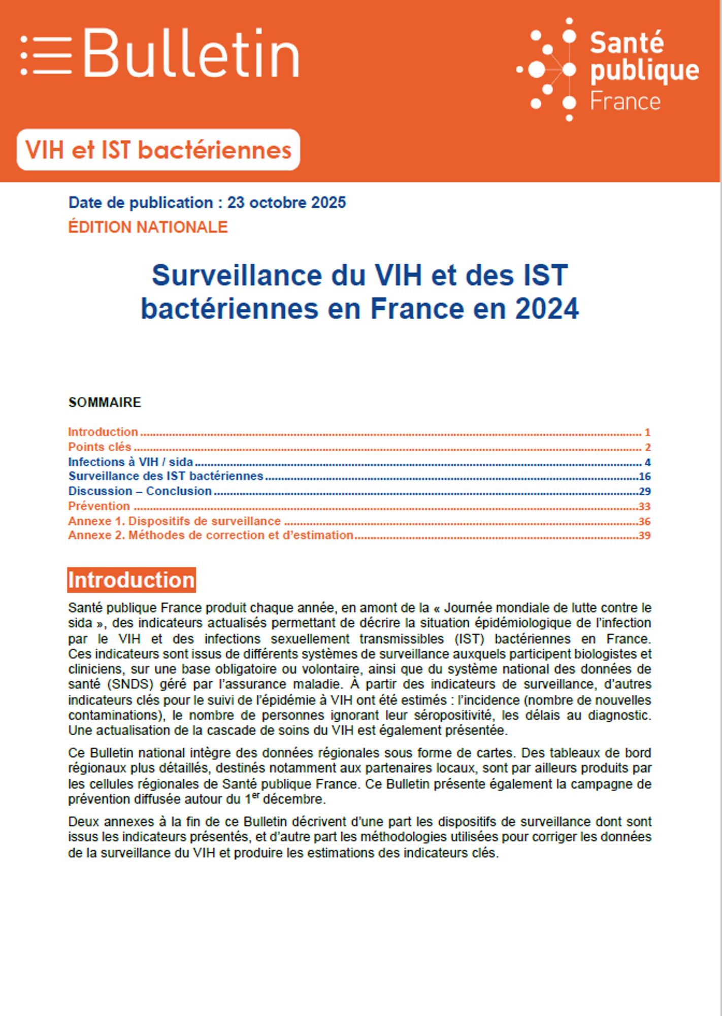 BSP Surveillance VIH/IST- Octobre 2025 - SpF