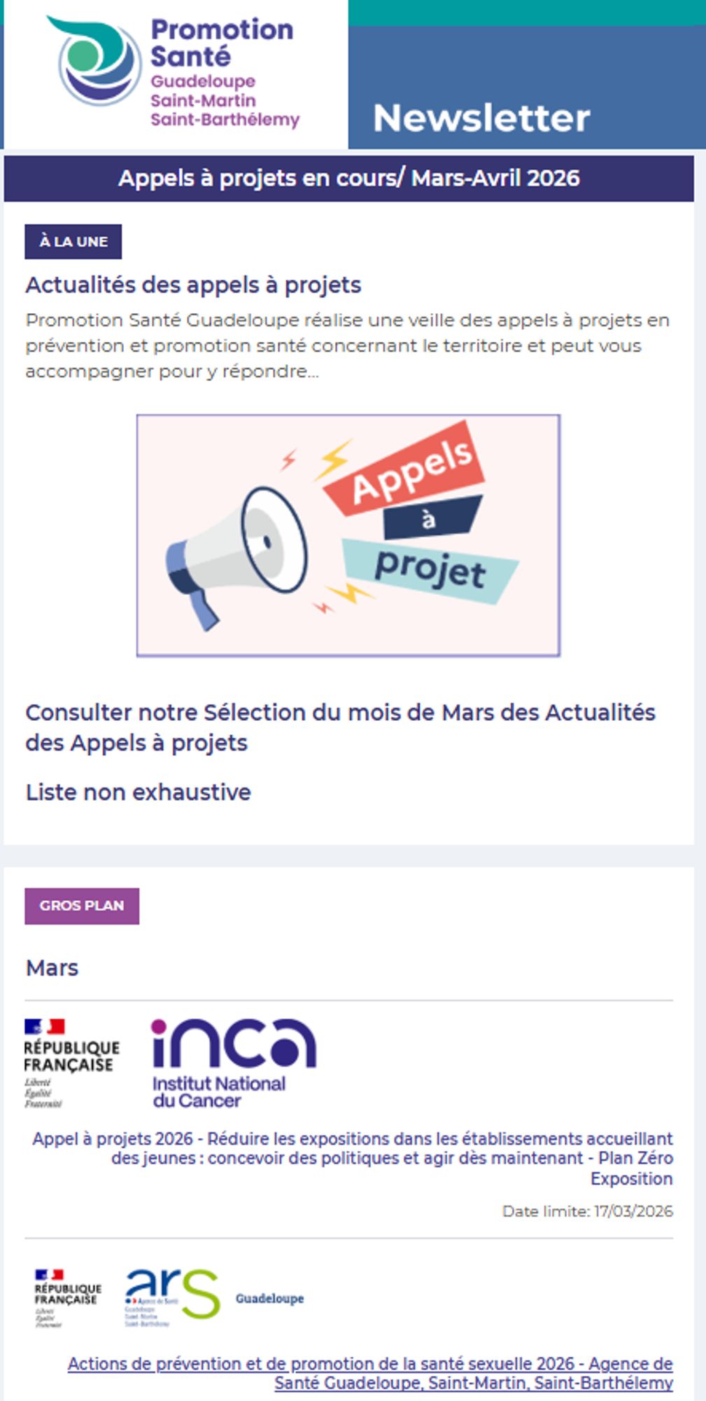 Veille Appels à projets : Sélection Mars/ Avril 2026