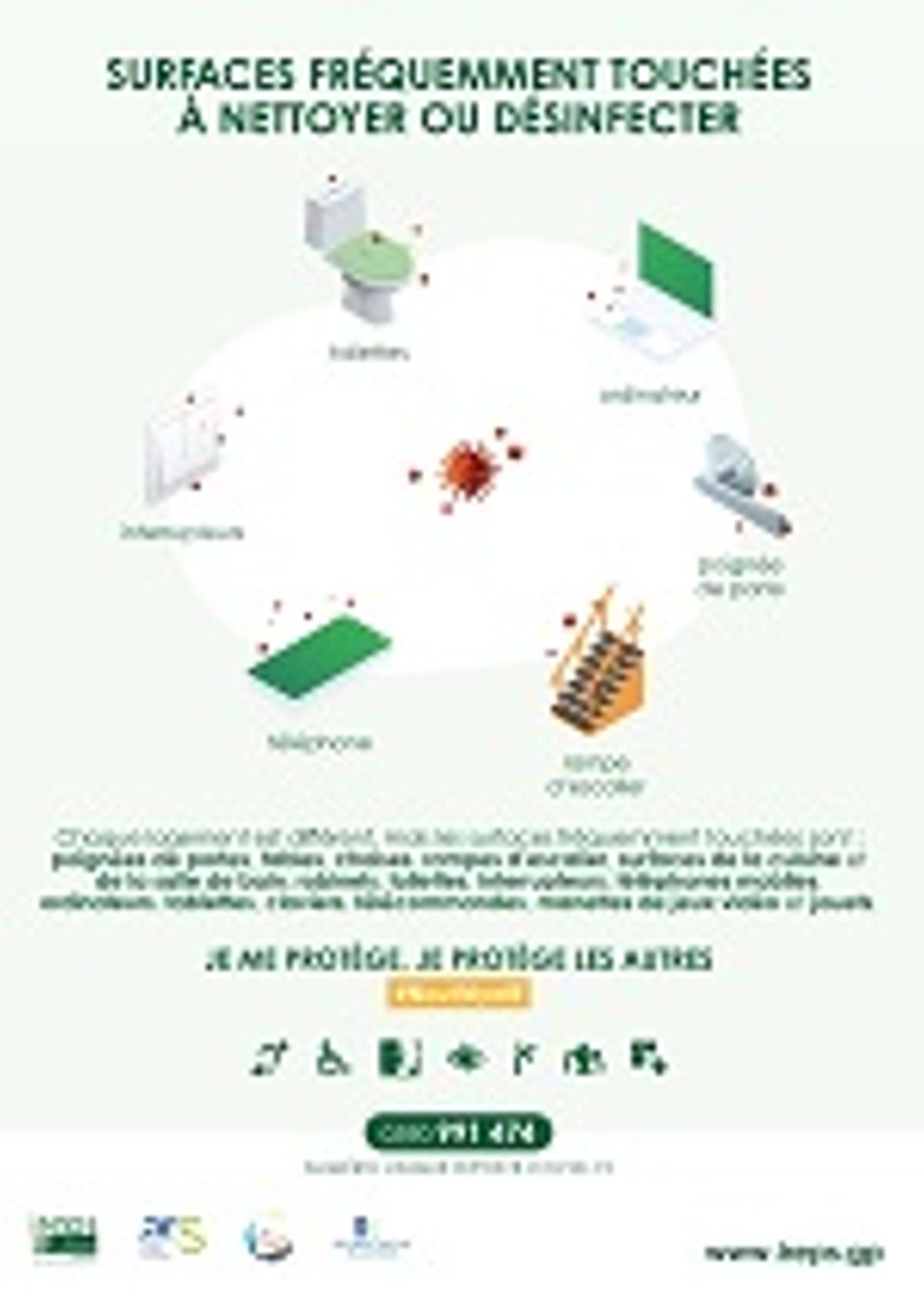 Mémo surfaces fréquemment touchées à nettoyer et  à désinfecter (disponible en ligne uniquement)
