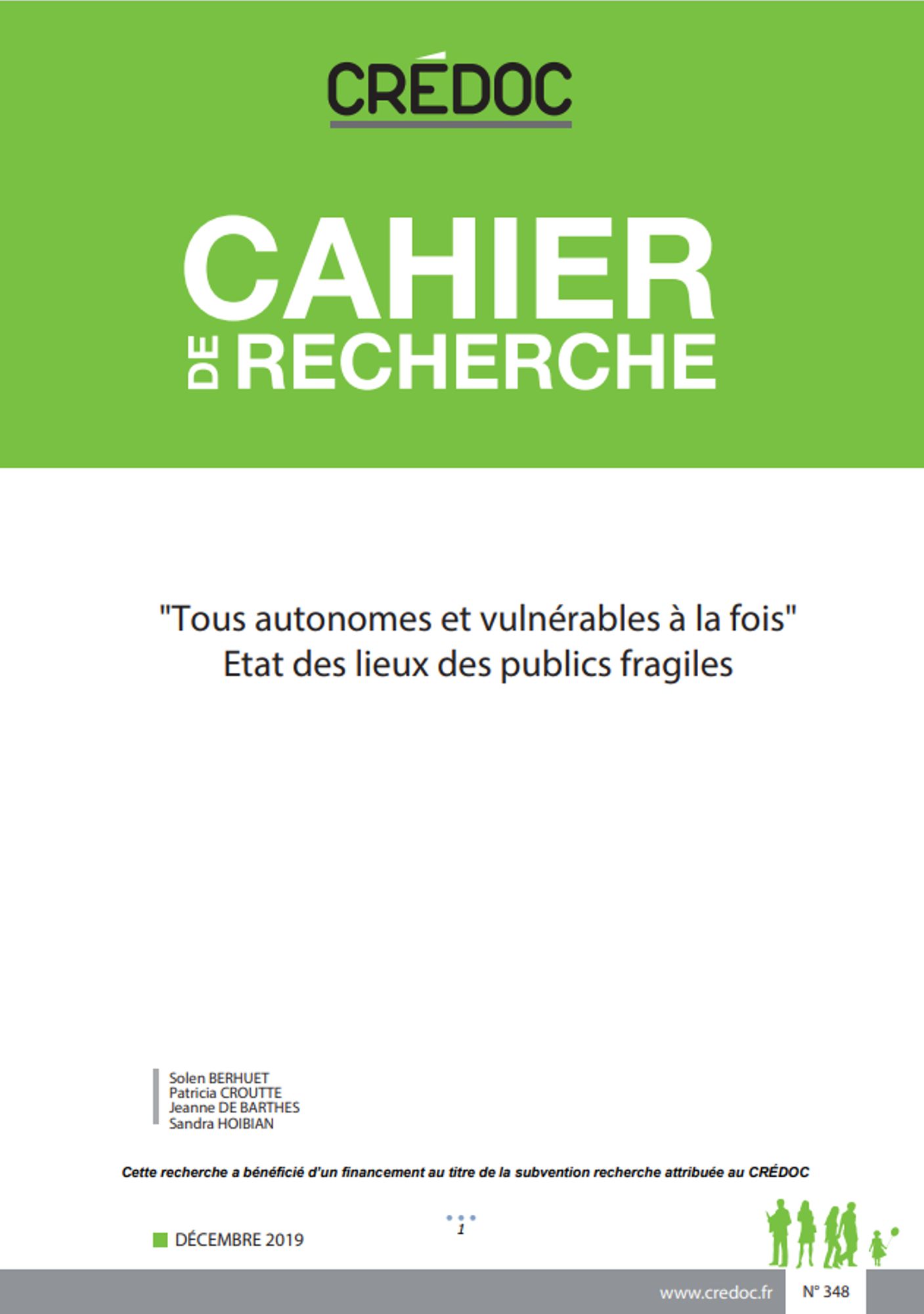Cahier de la recherche 348 - Crédoc