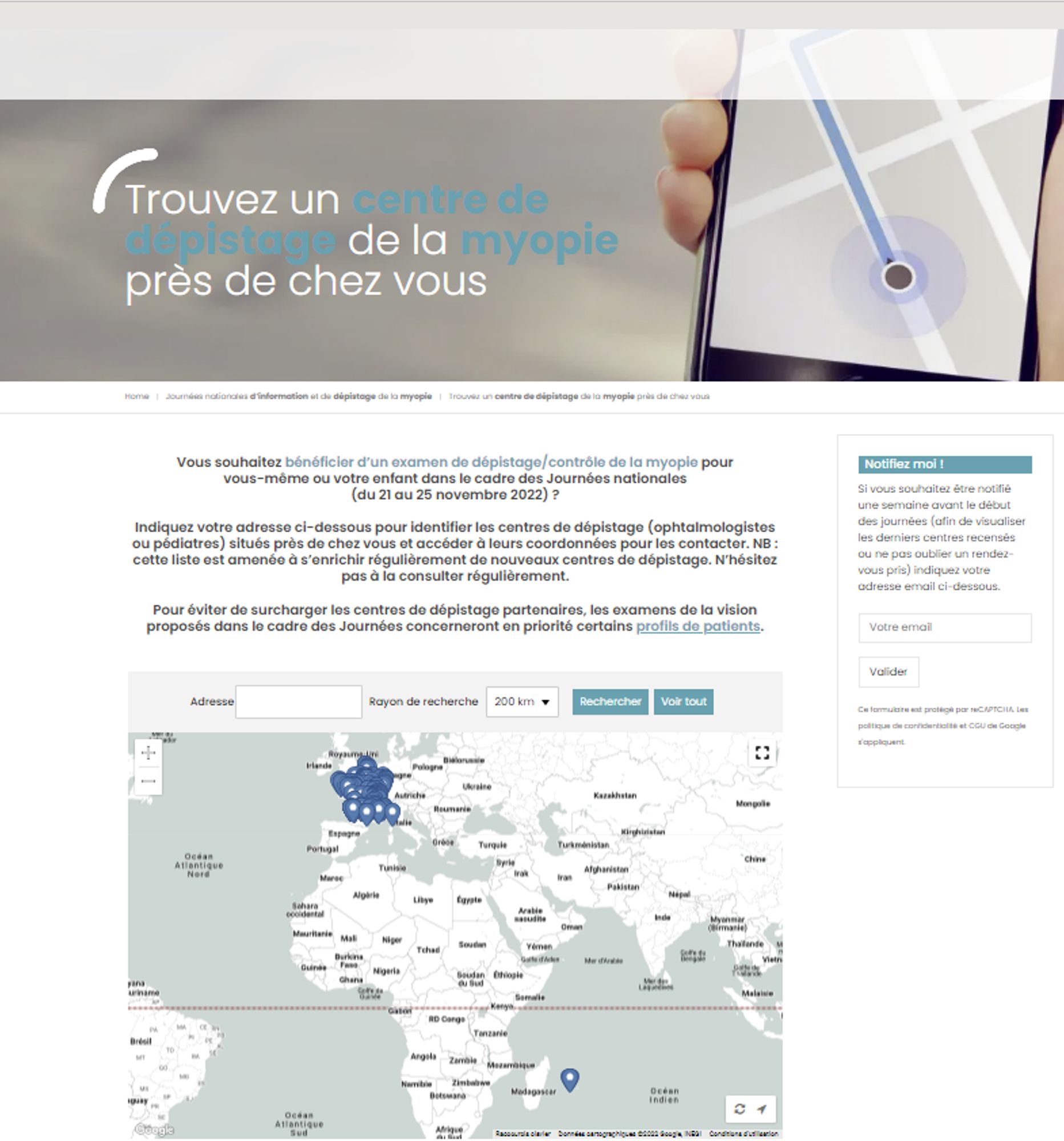 Liste des centres de dépistage