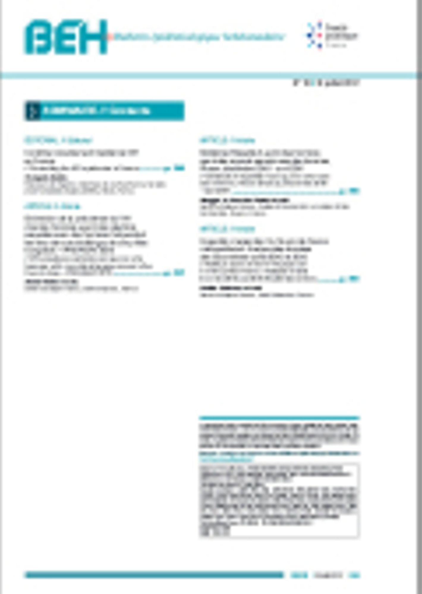 Bulletin épidémiologique hebdomadaire n°18, juillet 2017