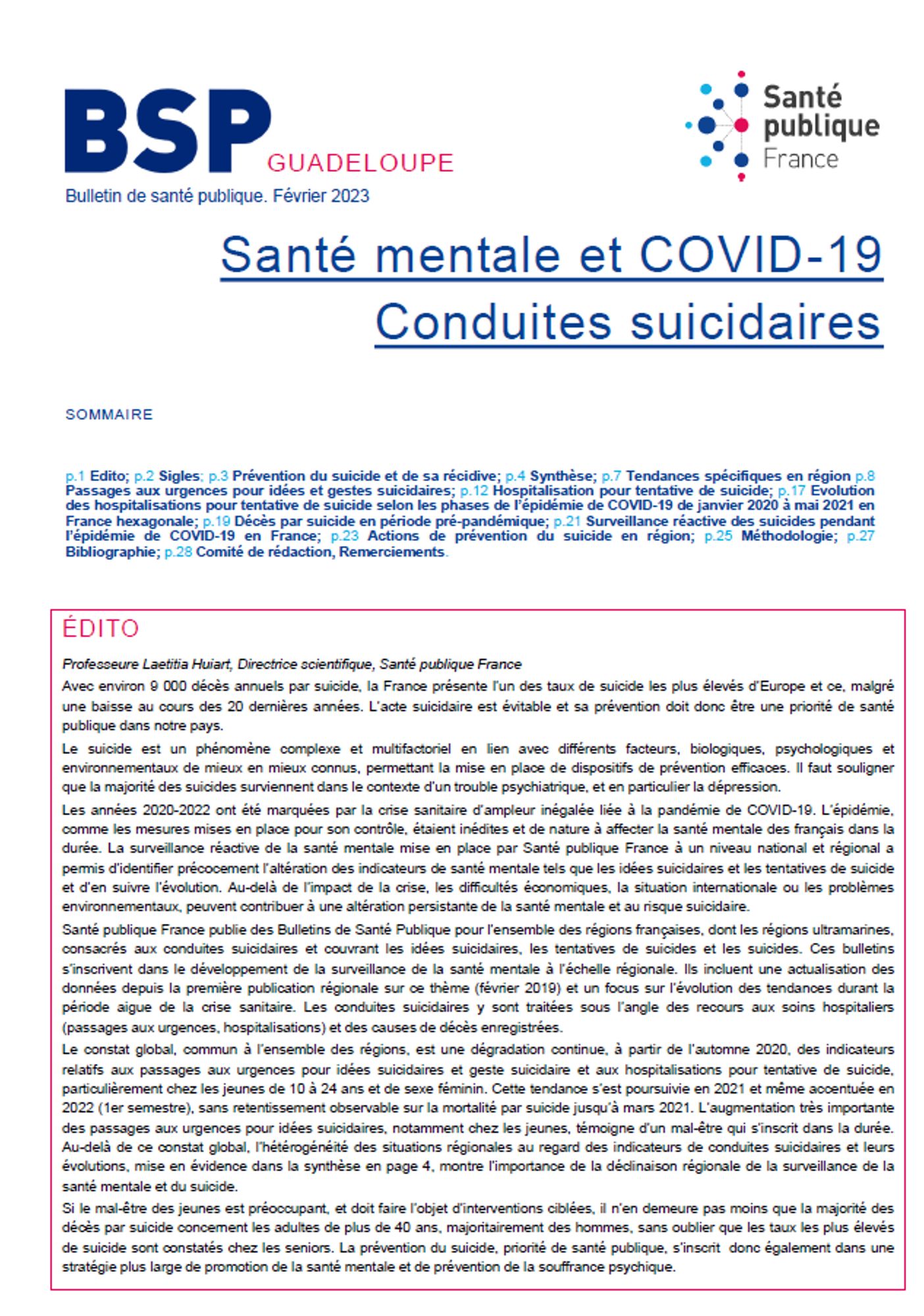 BSP Guadeloupe: Santé publique France (03/02/2023)