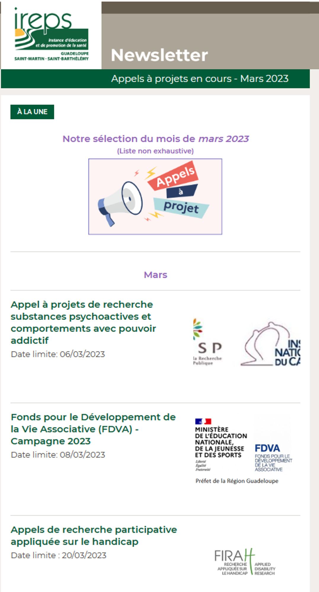 Veille AAP - Ireps Gpe Mars 2023