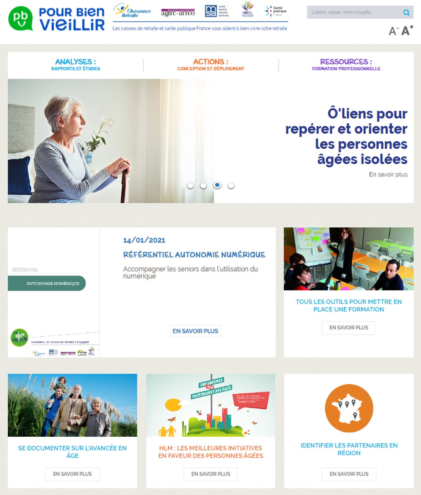 Site "Pour bien vieillir" - Espace pro