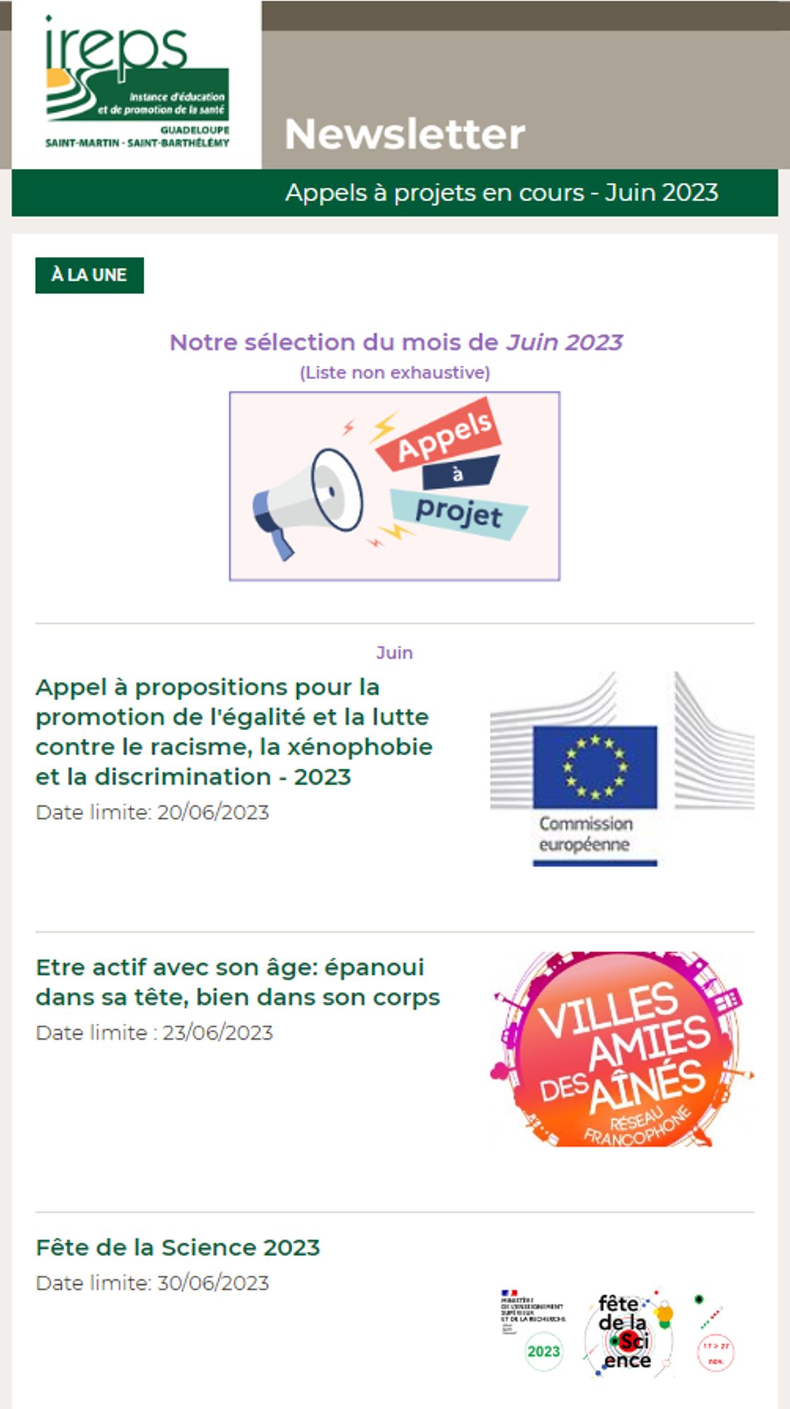 Veille AAP - Ireps Gpe Juin 2023